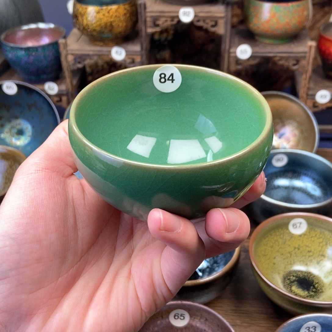 茶盏碎绿冰裂主人杯