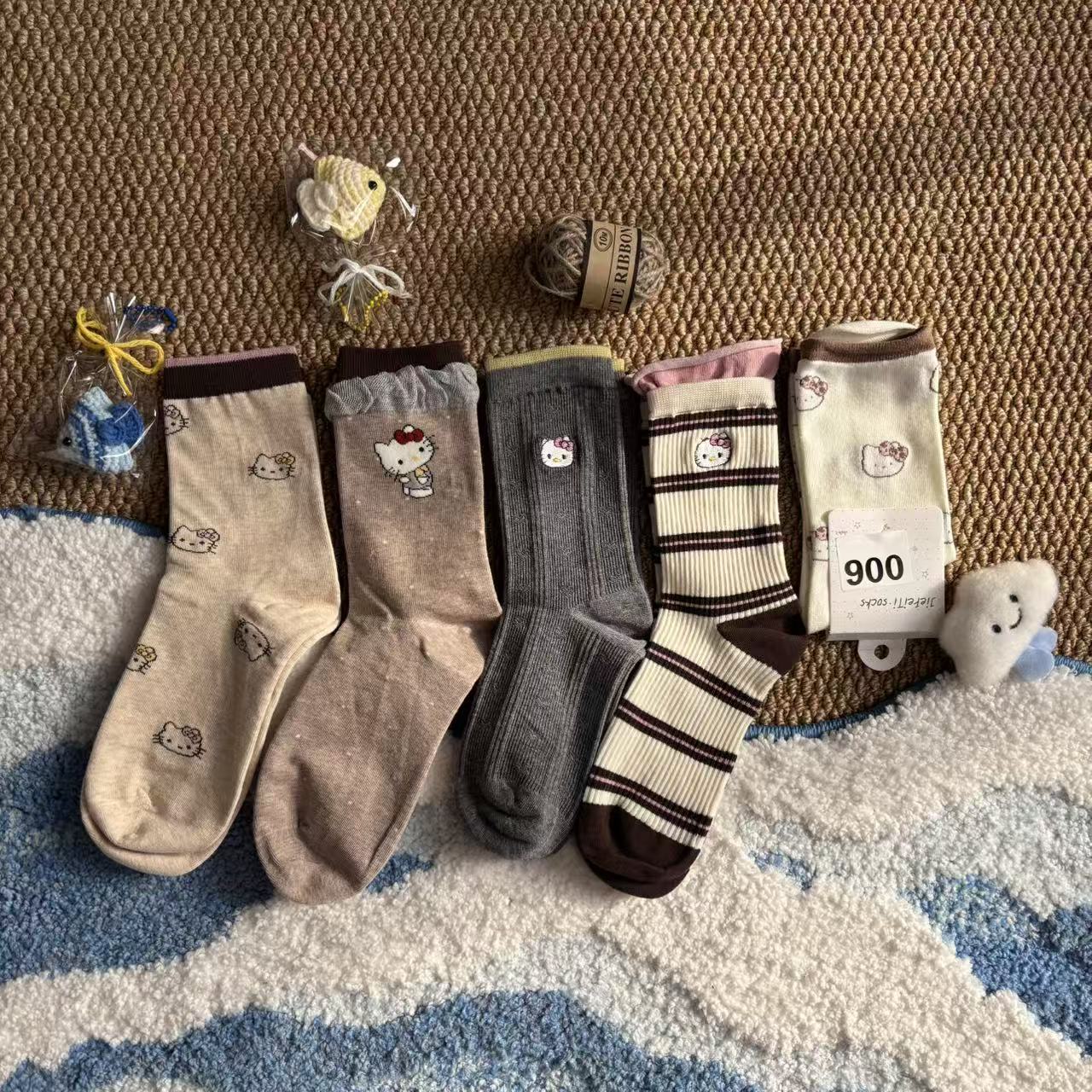 随机袜子12双（个别款式10双）中筒袜百搭韩系休闲保暖棉袜可爱刺绣