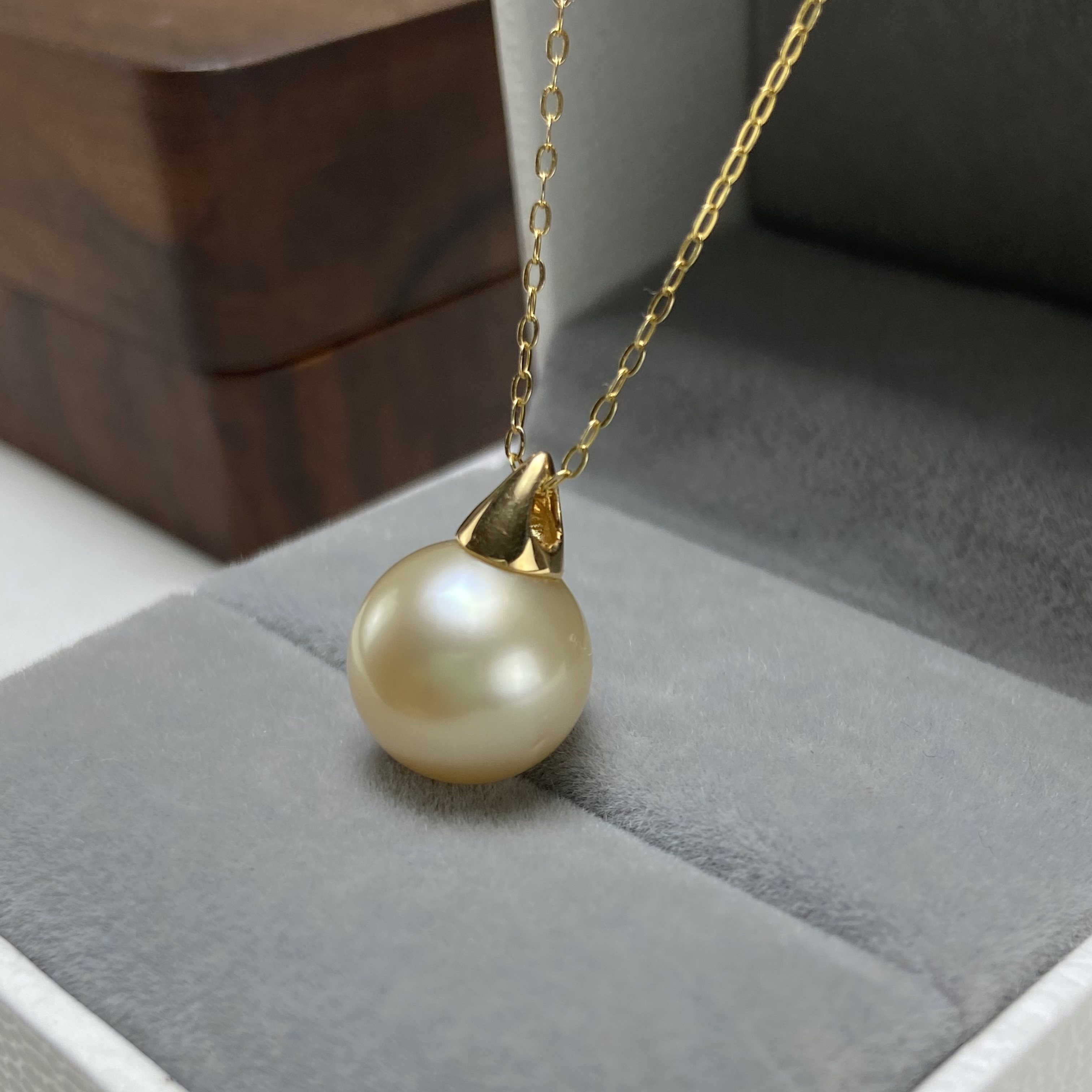 金海祥南洋金珠吊坠海水珍珠吊坠姚晨同款甜筒吊坠18 k金经典吊坠