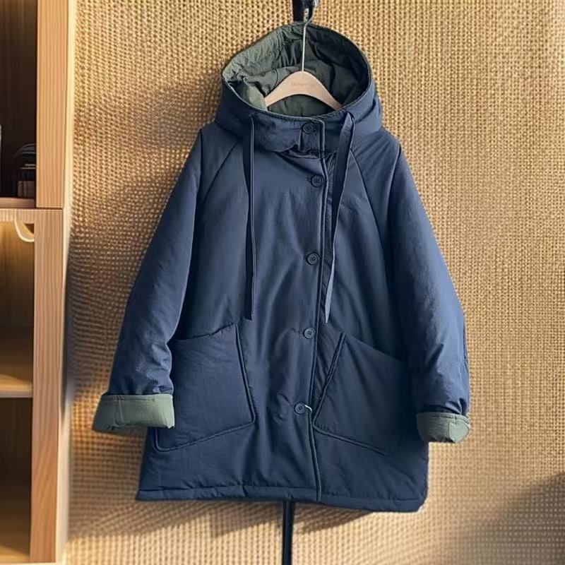 9319布麻凡冬季新款百搭双面穿短款连帽保暖棉服休闲外穿潮流加厚