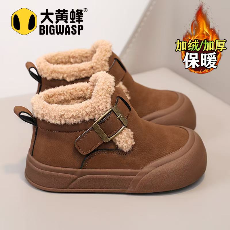 大黄蜂女童二棉鞋2025冬季儿童加绒勃肯鞋女孩加厚保暖冬鞋防滑鞋