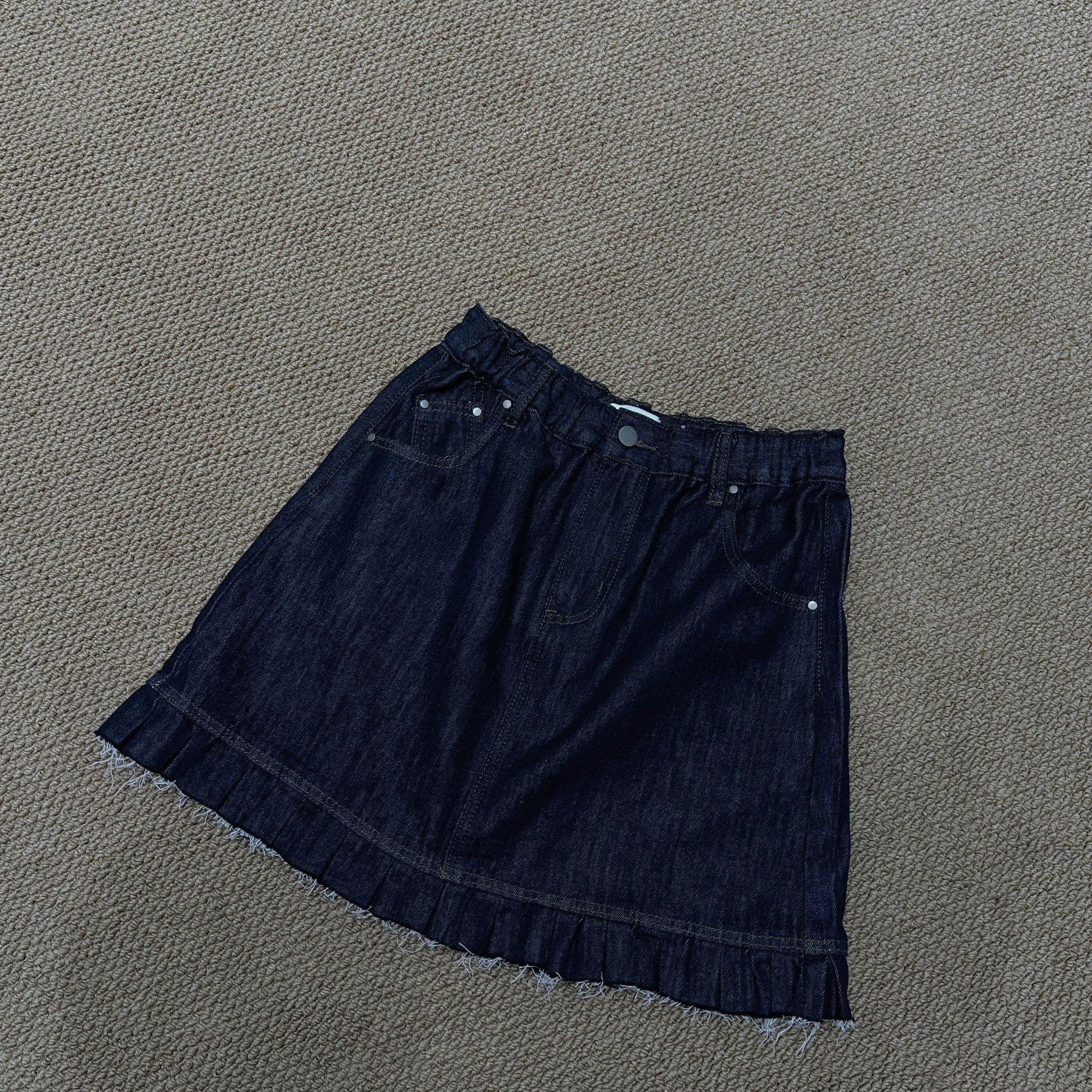 仓美美女装-松紧腰下摆毛边设计款短裙（卡码推荐拍小！）