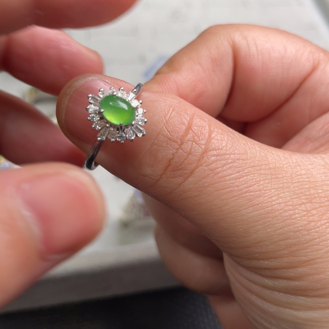 翡翠戒指未镶嵌缅甸天然天然翡翠戒指