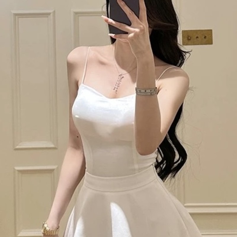 【精选优品】新款百搭辣妹打底吊带背心白色24107