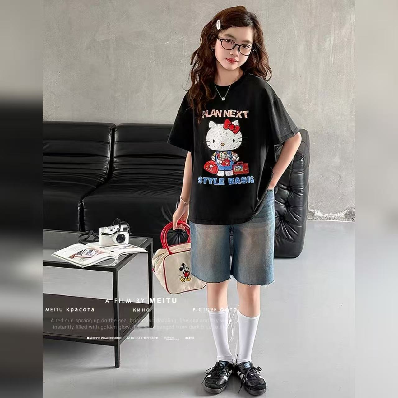 Q2658 百搭印花kt 猫短袖T恤