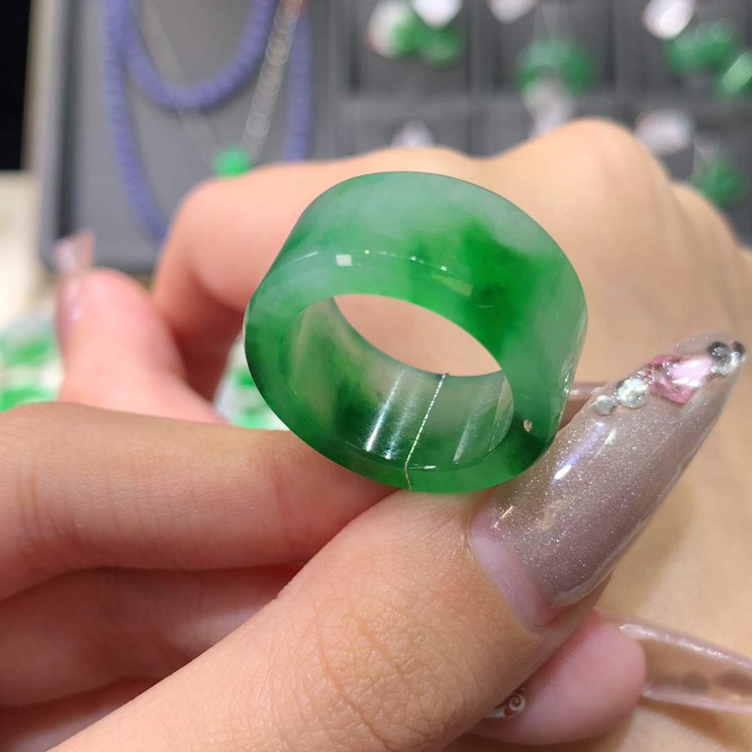 翡翠戒指未镶嵌15-17扳指