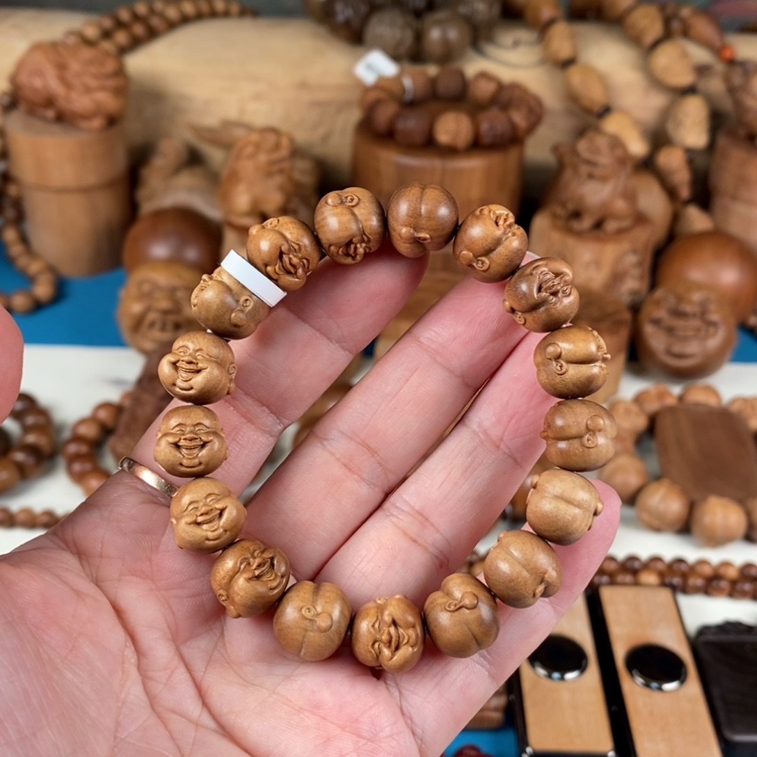 好***了檀香木手串/手链老山檀香弥勒佛回流老料1.2*17颗