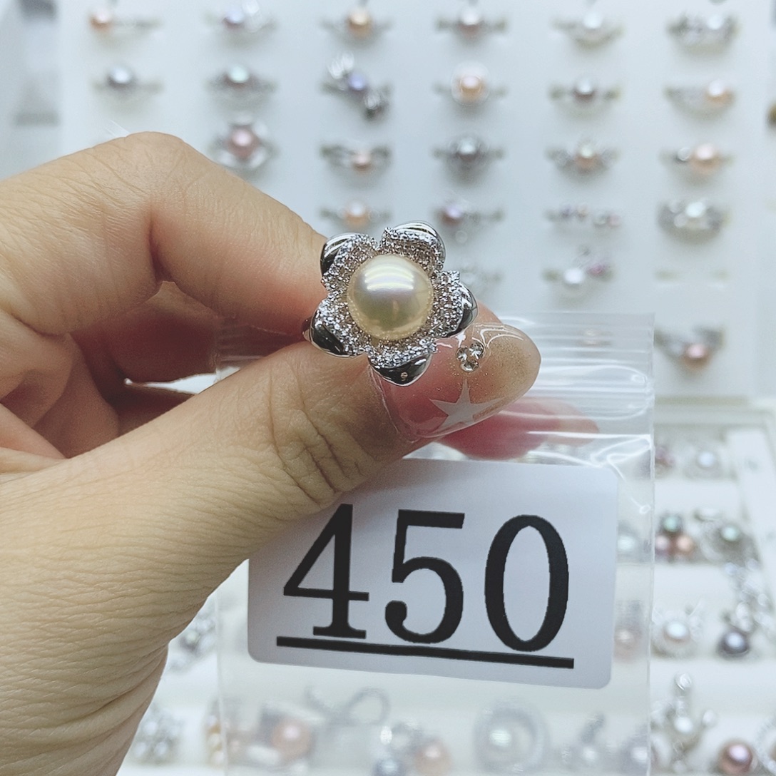 浪***莎银S925镶嵌戒指淡水珍珠450拍2发1