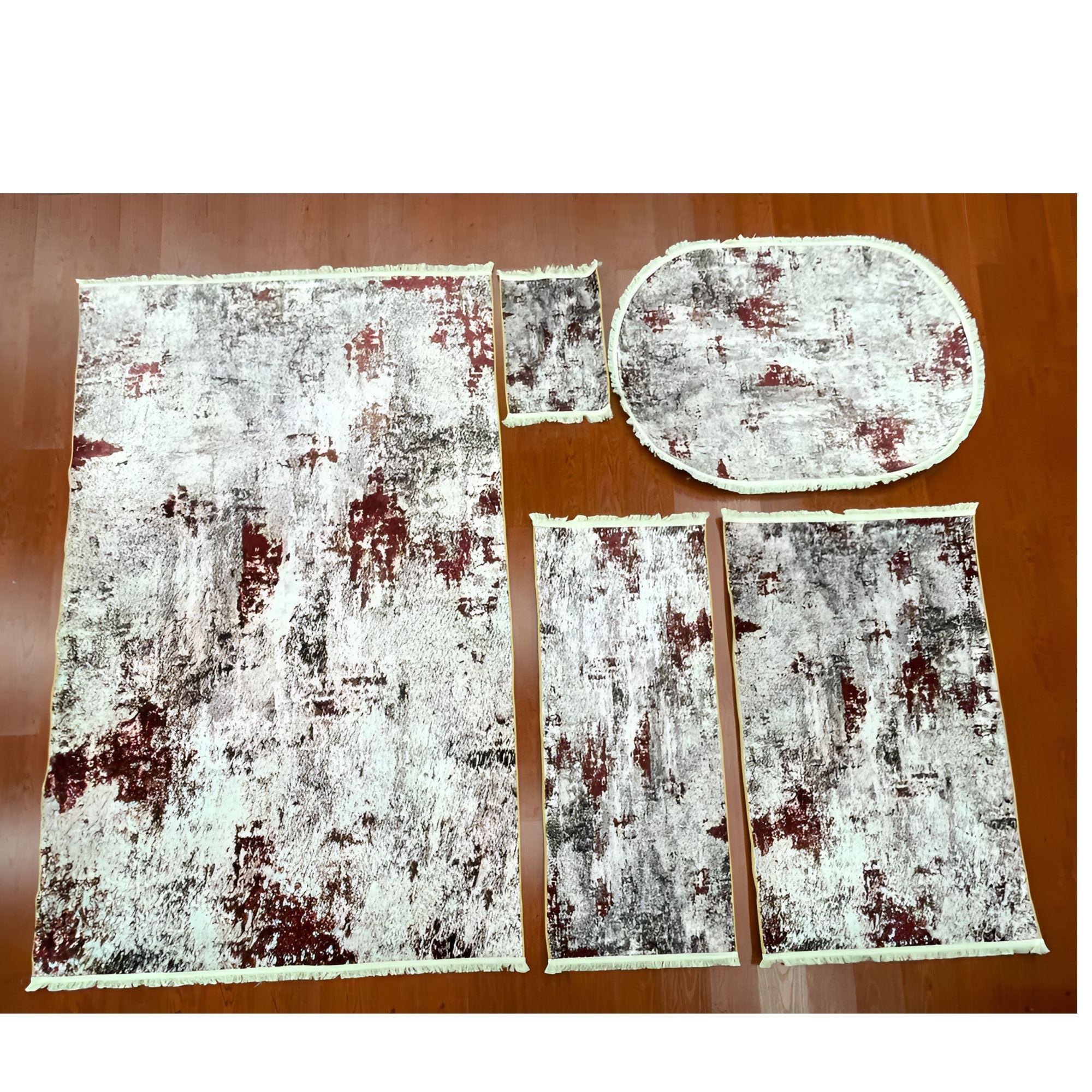 【5件套】天鹅绒毛线地毯防潮防滑百搭美式轻奢复古家用欧式