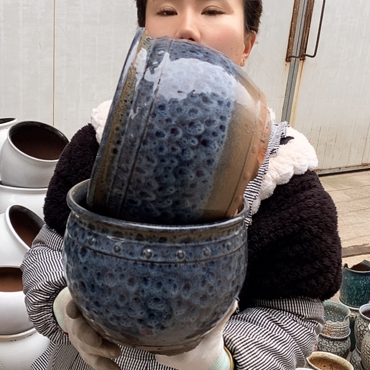 紫砂花盆瑕疵口21高17