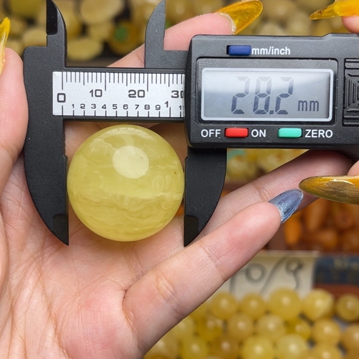 国***）蜜蜡未镶嵌珠宝奇石瑕疵放漏妖花大圆珠