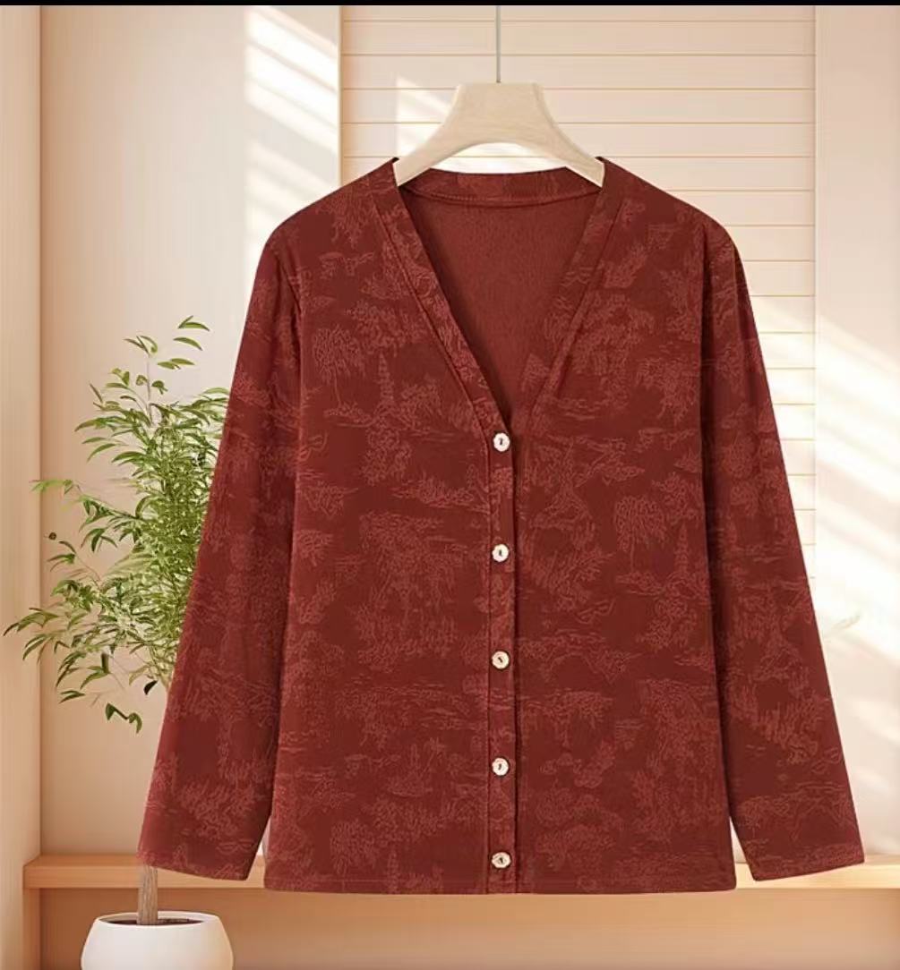 纤梦依-2025新款时尚百搭春秋针织开衫妈妈装