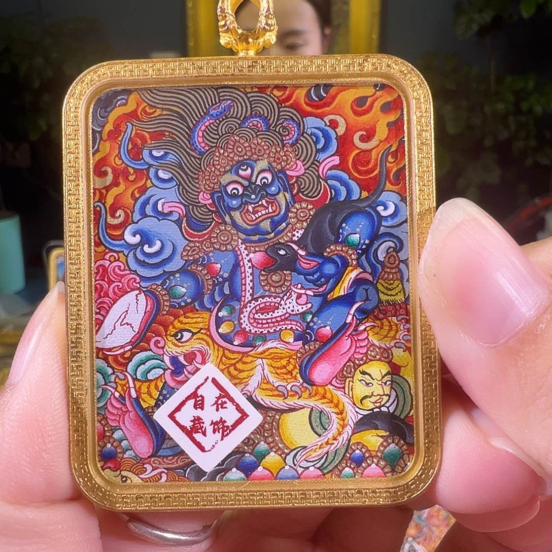 吊坠黑财热贡纯手绘唐卡