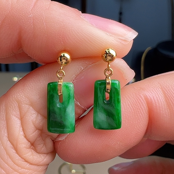 翡翠耳饰18K金镶嵌耳饰