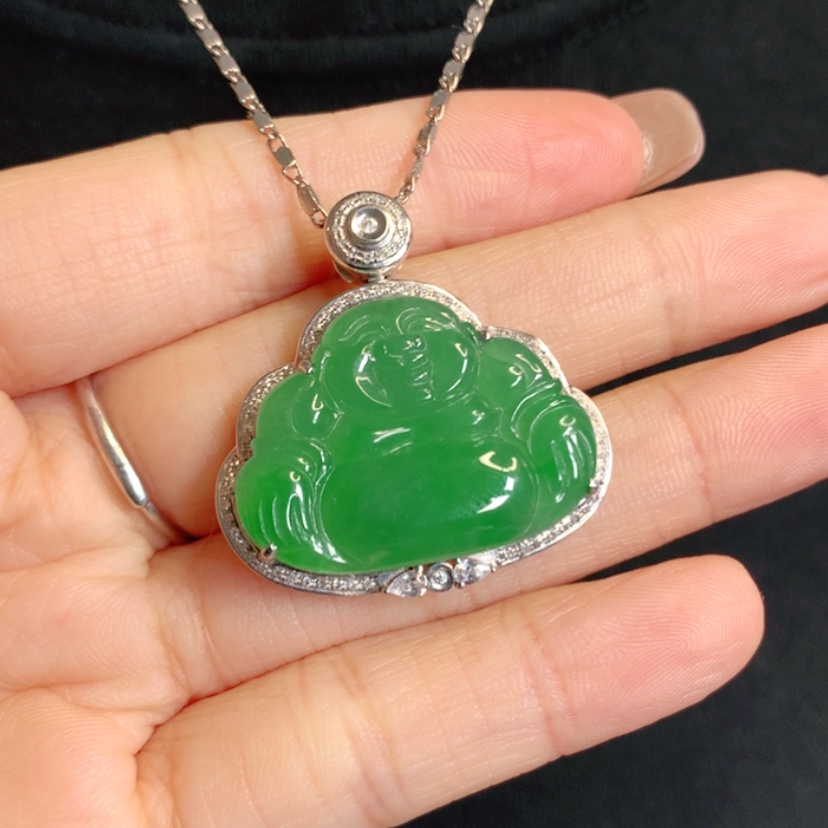 【闪购商品】颈饰18K金镶嵌翡翠佛公