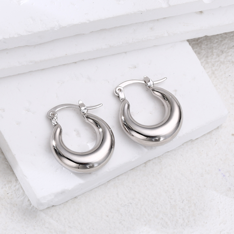 925银耳饰 光面水滴耳圈（大号） 耳钉 耳扣 男女款流行耳饰