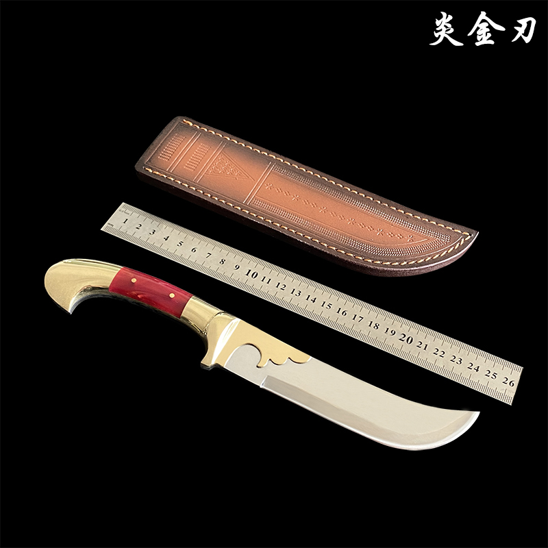 英吉沙手工锻打精选不锈钢高硬度锋利手把肉小刀黄铜树脂手柄