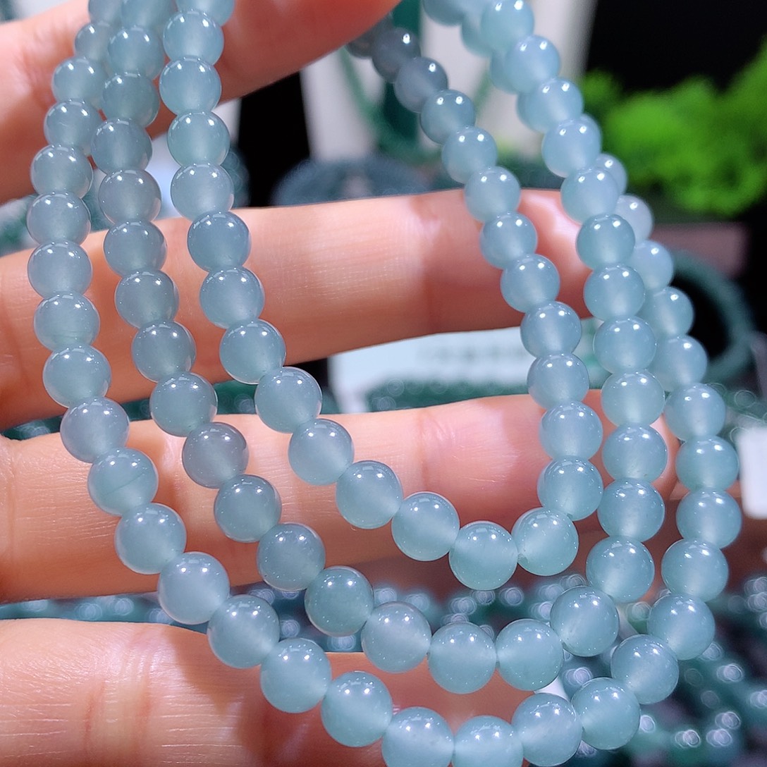翡翠未镶嵌手链天然a货翡翠项链6mm