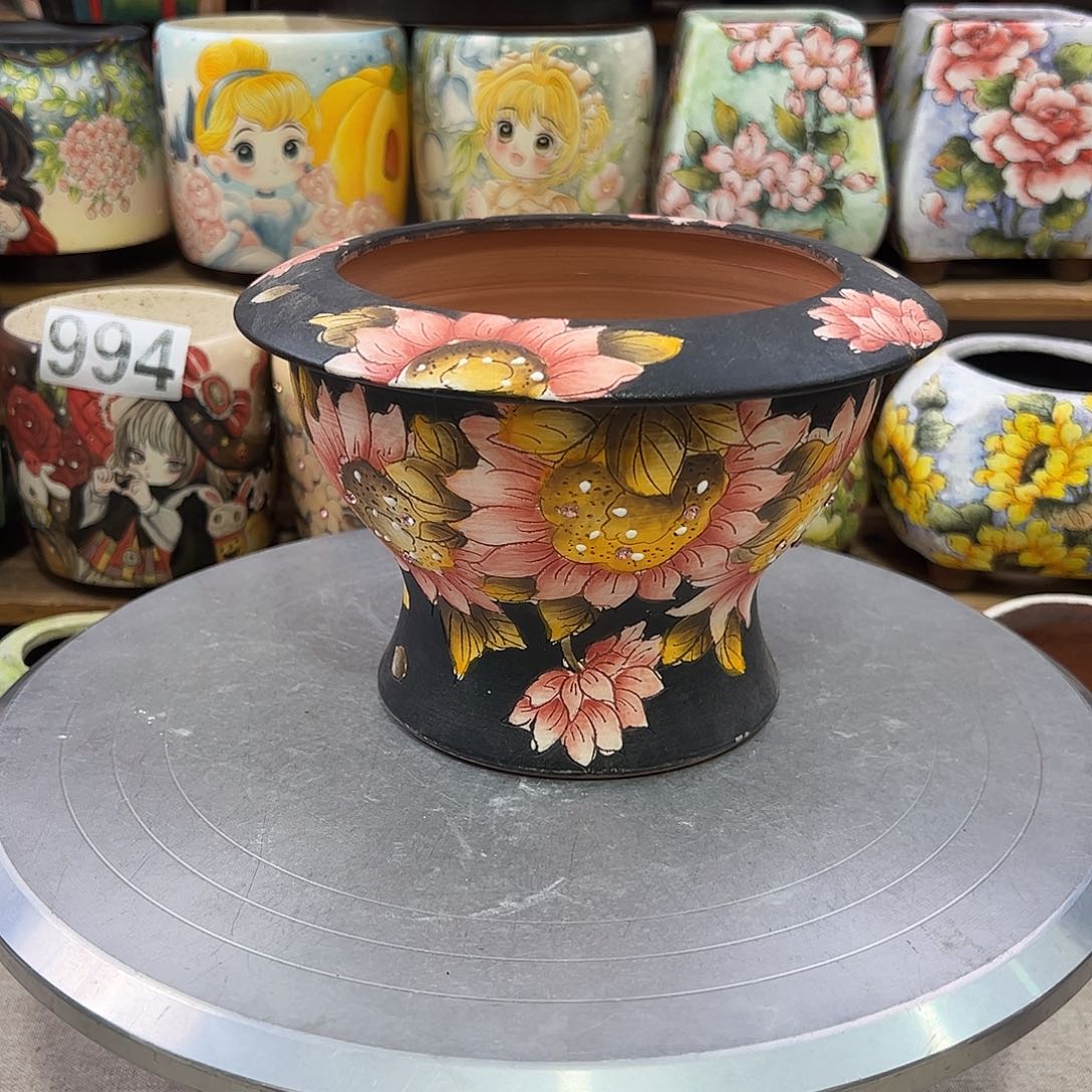 酒***乐景德镇炫彩手绘陶瓷花盆