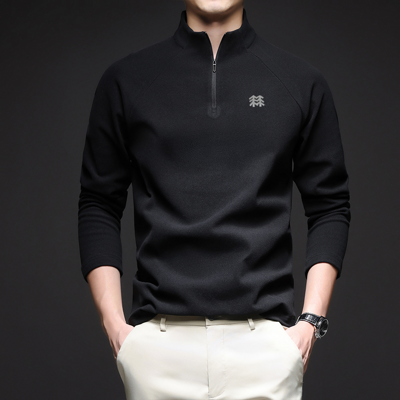 奥莱撤柜丨户外轻奢秋冬新款男士德绒半高领T恤时尚打底上衣潮