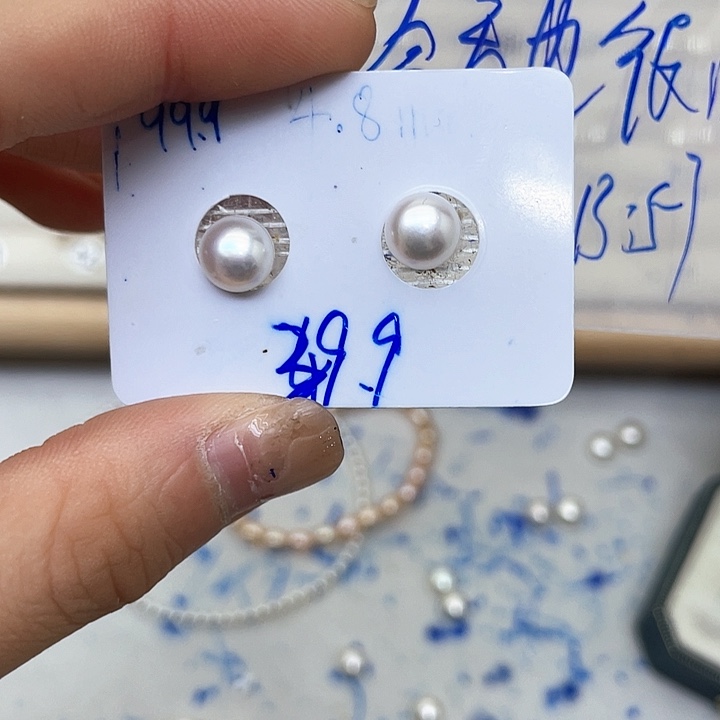 淡水珍珠耳饰银S925镶嵌今****?