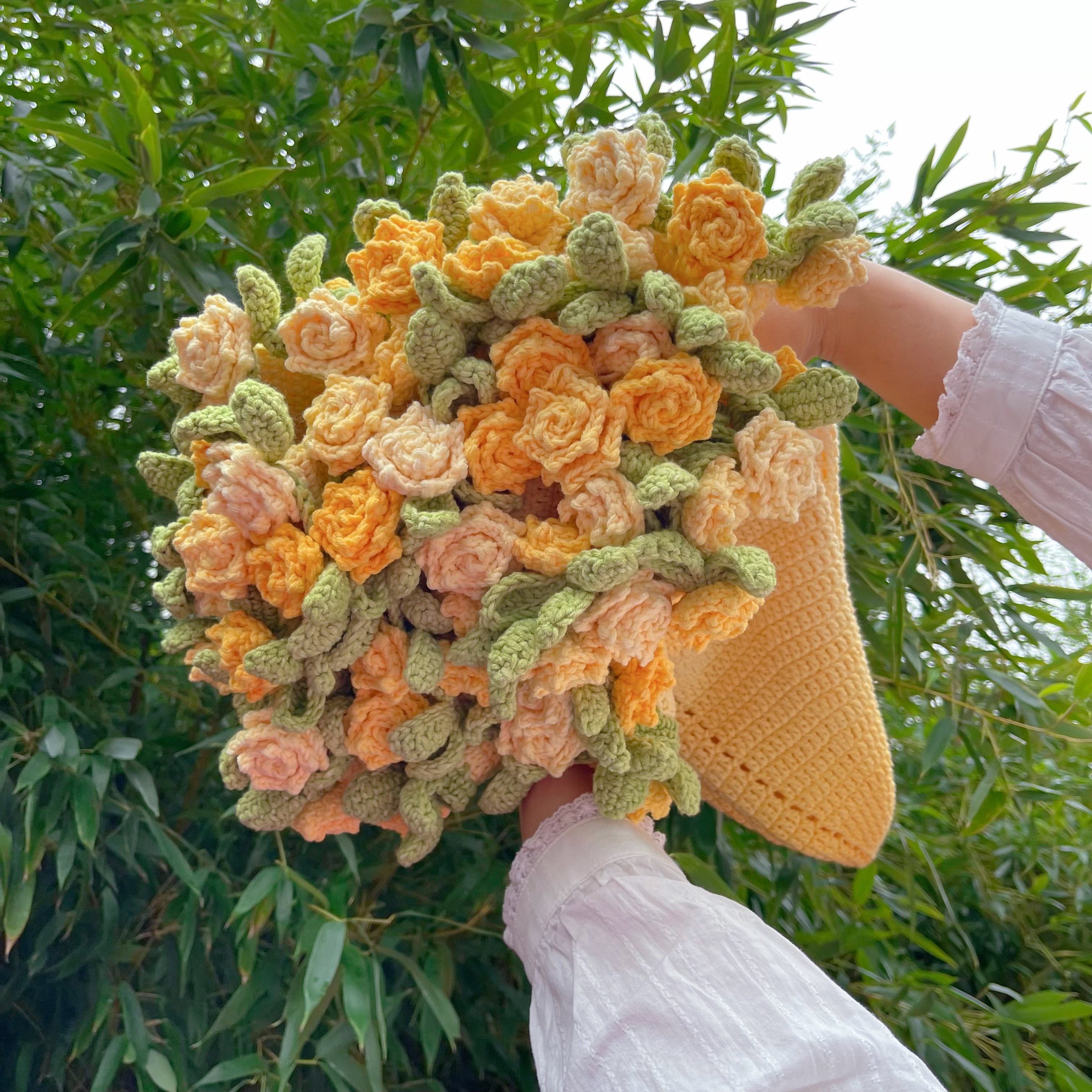 雪妃尔魔法球雪5长段染渐变玫瑰花束毯子材料包