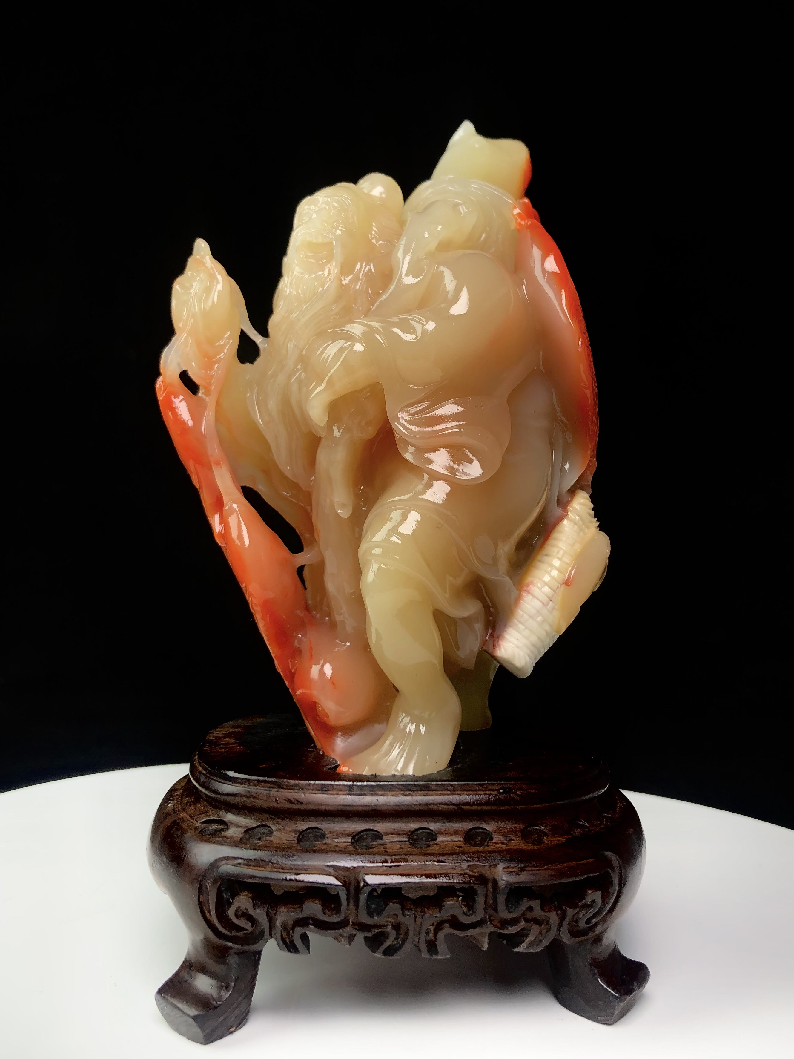 寿山石渔翁得利摆件