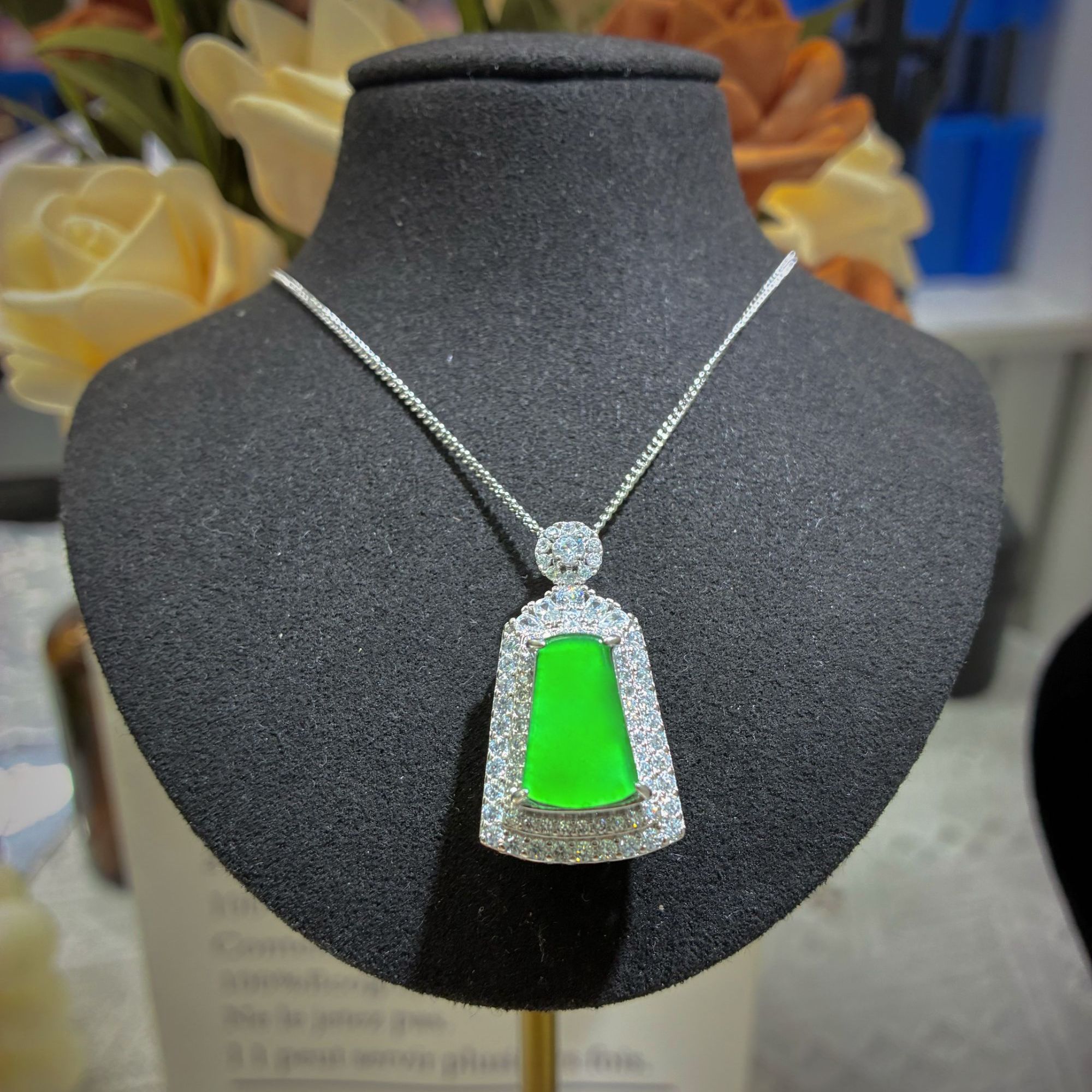 天然翡翠高定款净面无事牌吊坠（不含链）