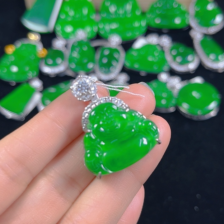 翡翠银S925镶嵌吊坠(不含链)