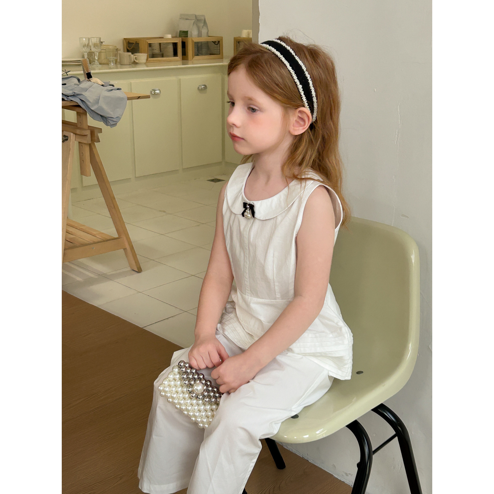 5727楚心然童装夏新款女童中童学院风套装儿童时尚休闲裤两件套