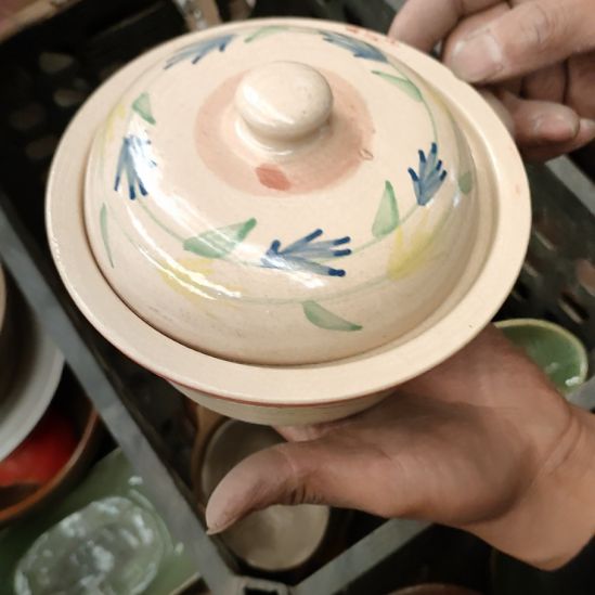 陶瓷手绘小砂锅口径15x6粗瓷小砂锅