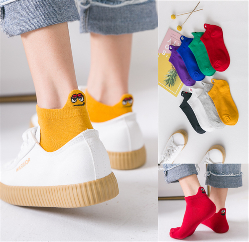 5双装袜子情侣袜浅口男袜可爱棉女袜船袜夏款ins潮中筒低帮袜子