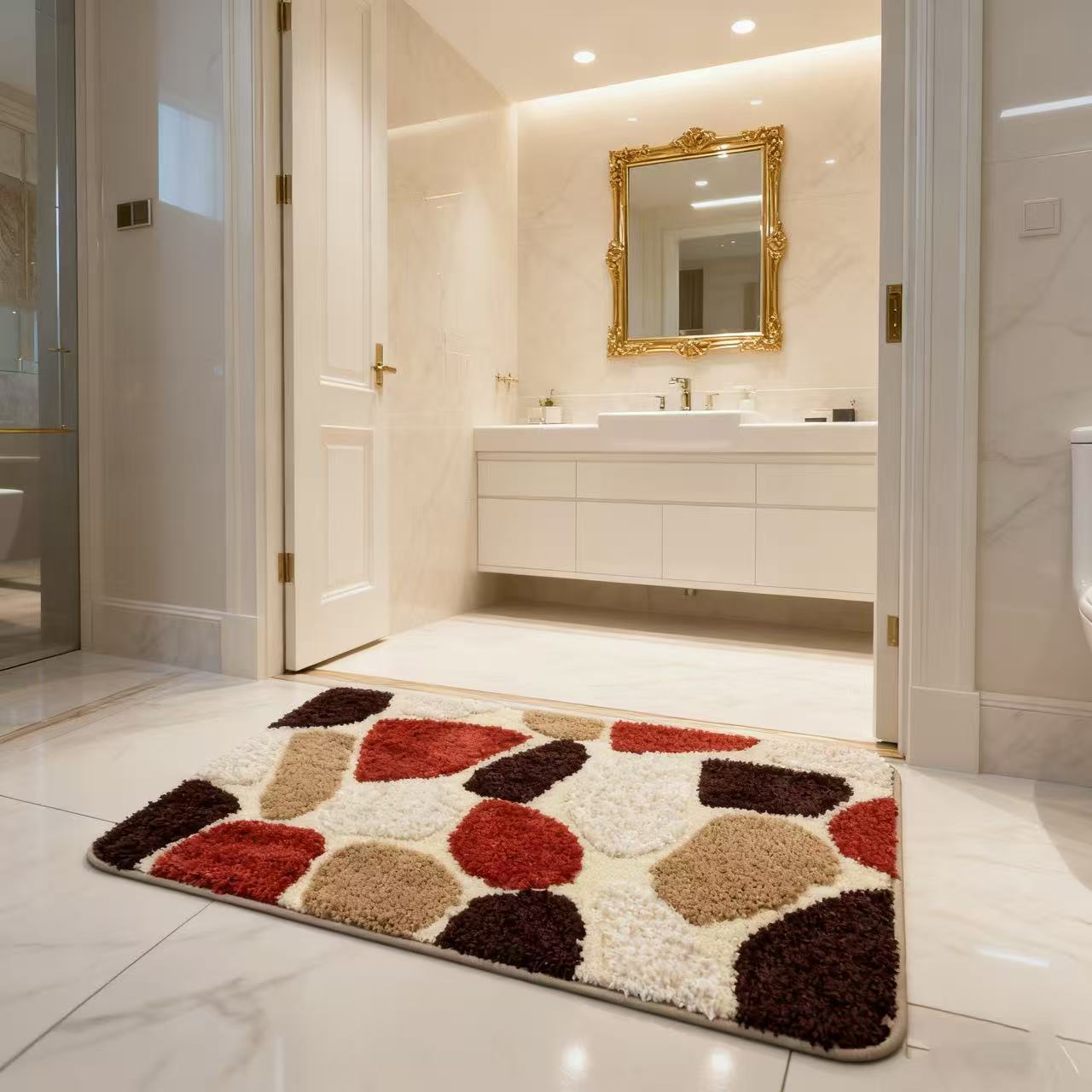 【出口外贸】加厚门口垫浴室吸水垫植绒可机洗防滑地毯-时来运转