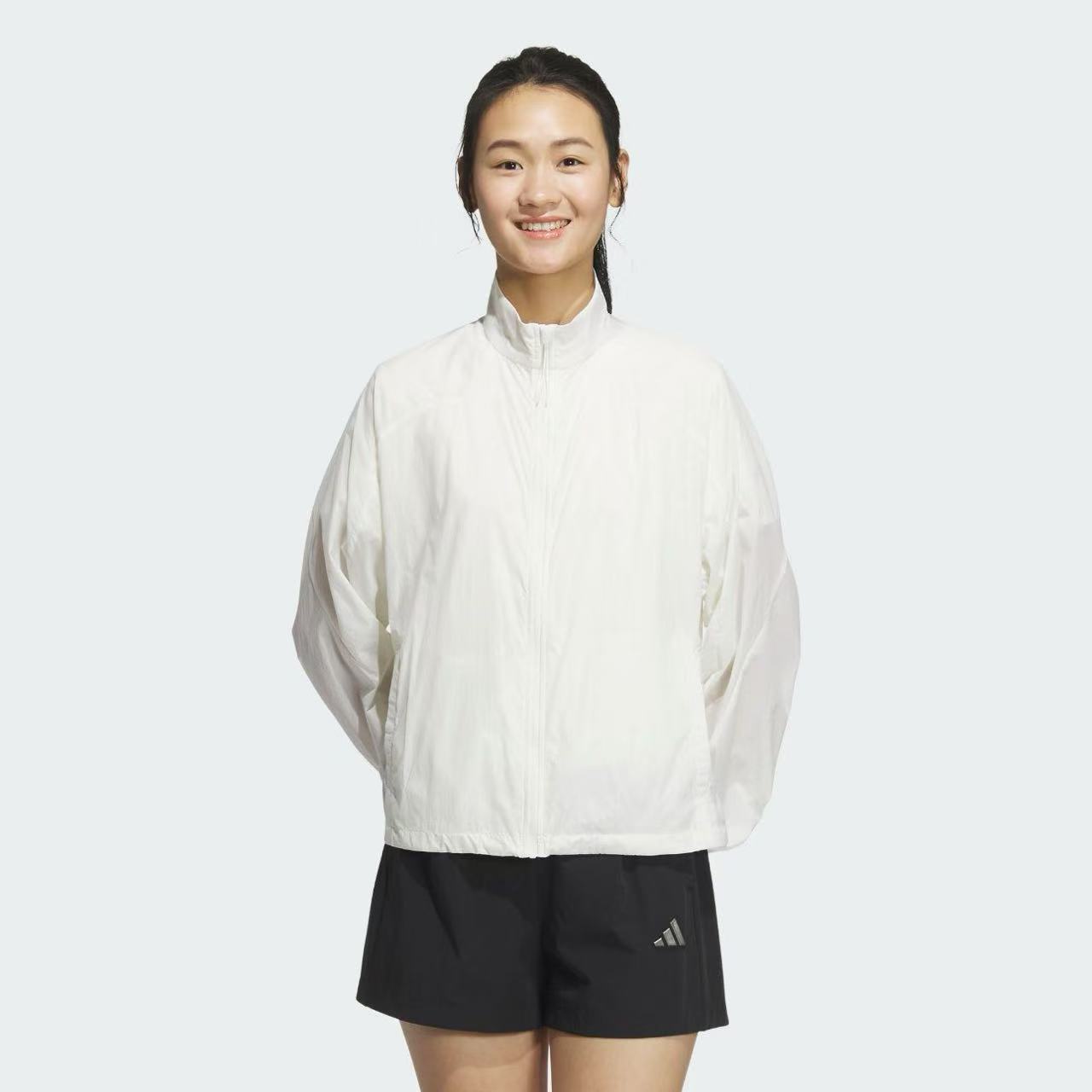 adidas/阿迪达斯【流光风】女子轻薄透气连帽开衫风衣外套JM8878