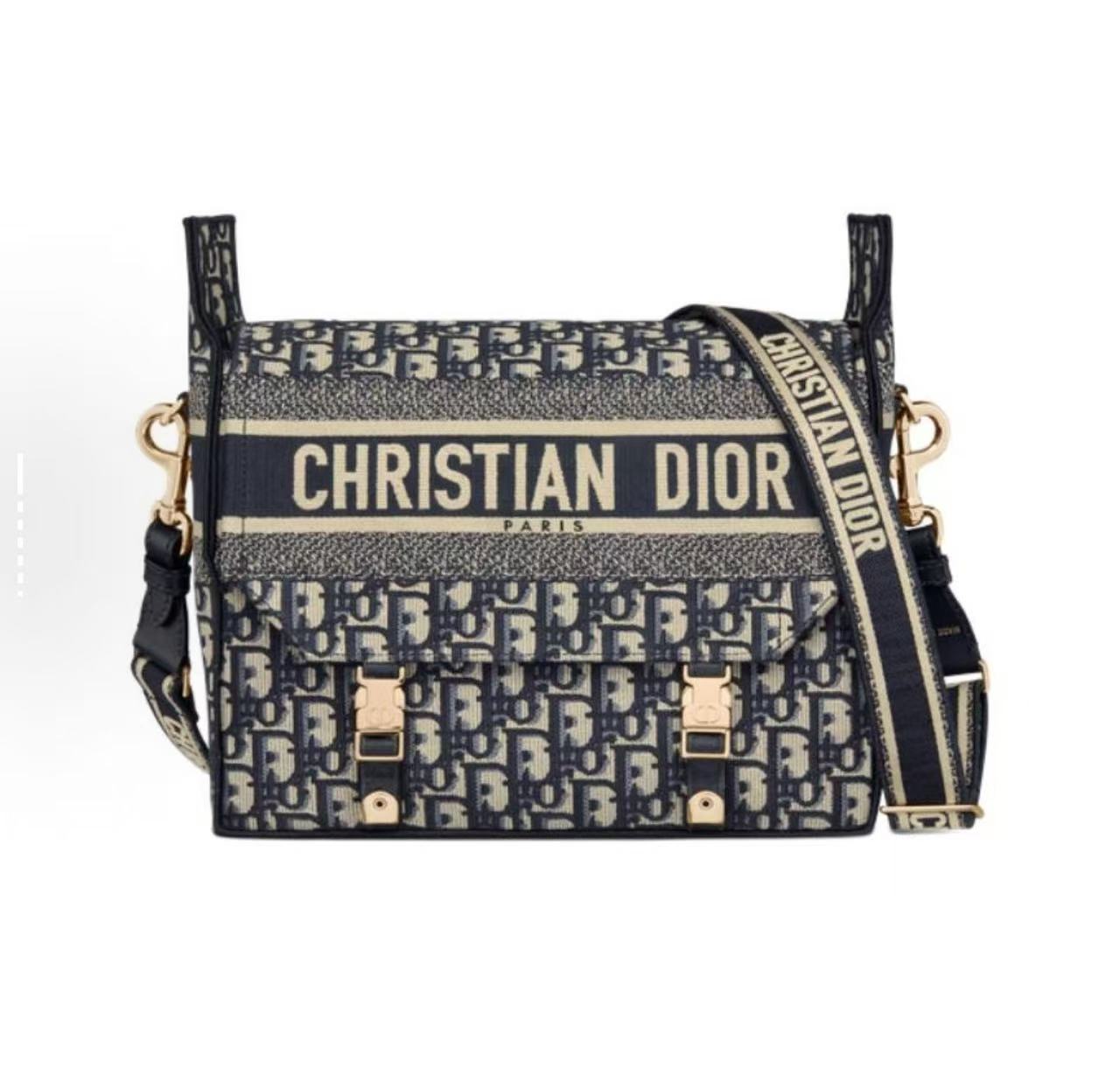 99新 DIOR/迪奥 98新camp双扣经典老花刺绣满印斜挎包 中号