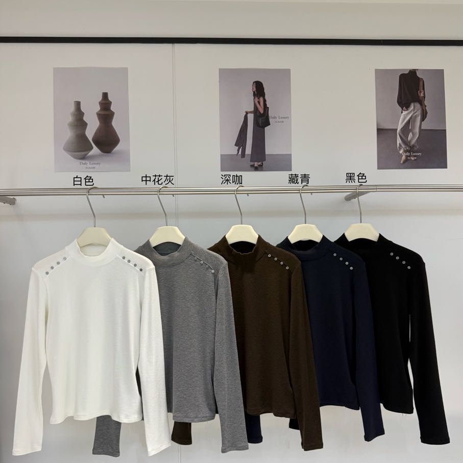 圆领肩部斜口上衣256756