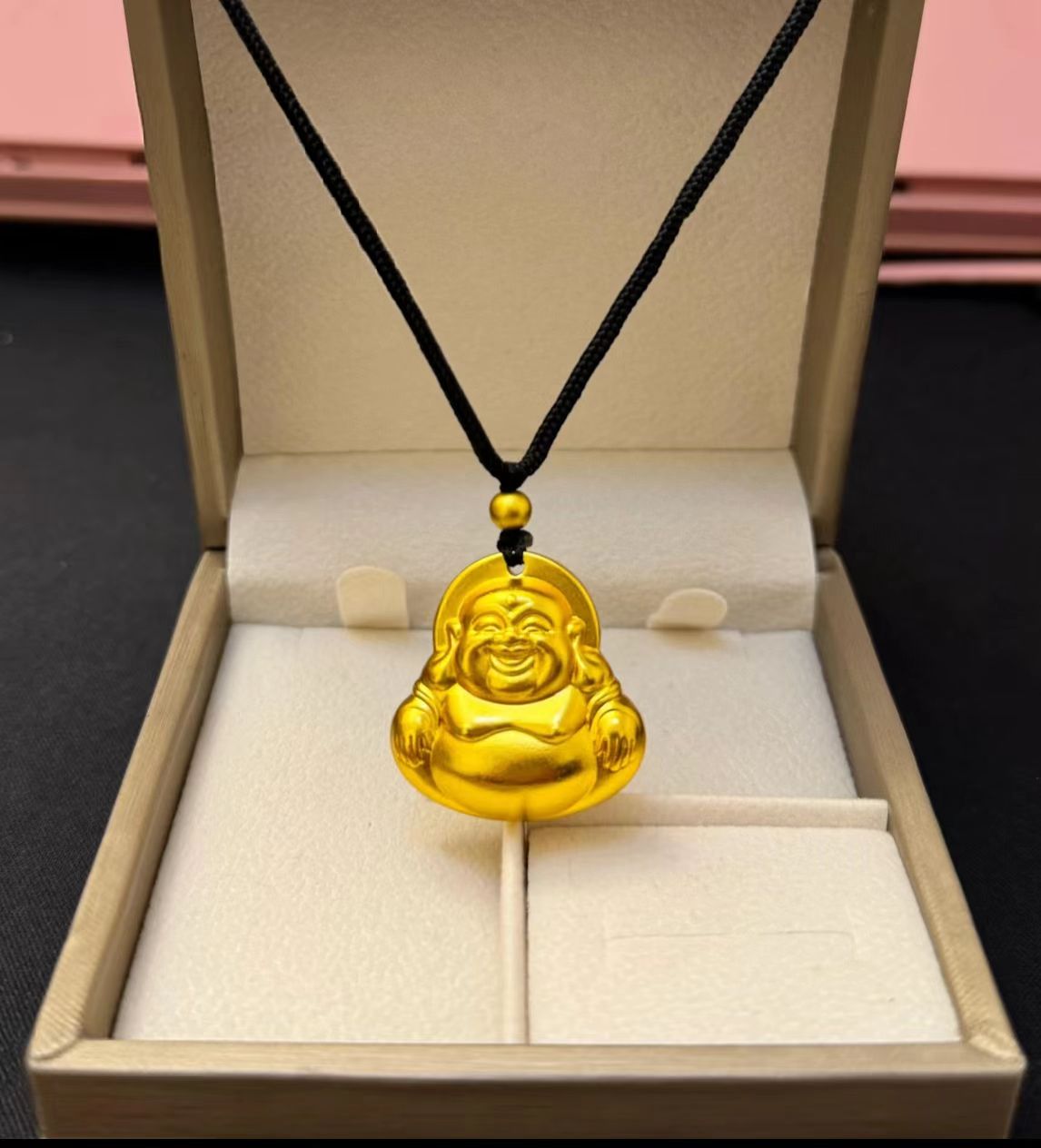 合金吊坠 弥勒佛吊坠实心金色挂坠女款精美项坠金佛公雕刻经典