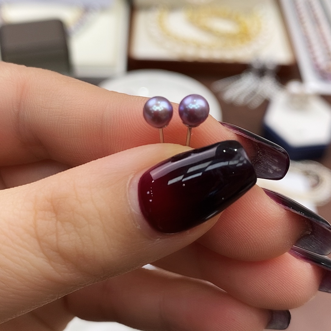 耳饰银S925镶嵌淡水珍珠