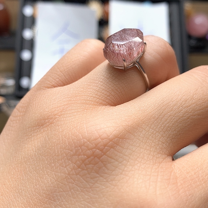 水晶水晶戒指银S925镶嵌