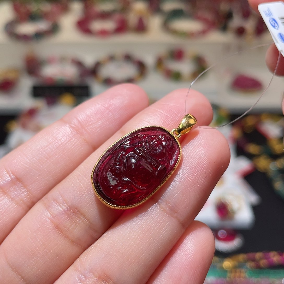 红色碧玺吊坠(不含链)18K金镶嵌用****4 佛公