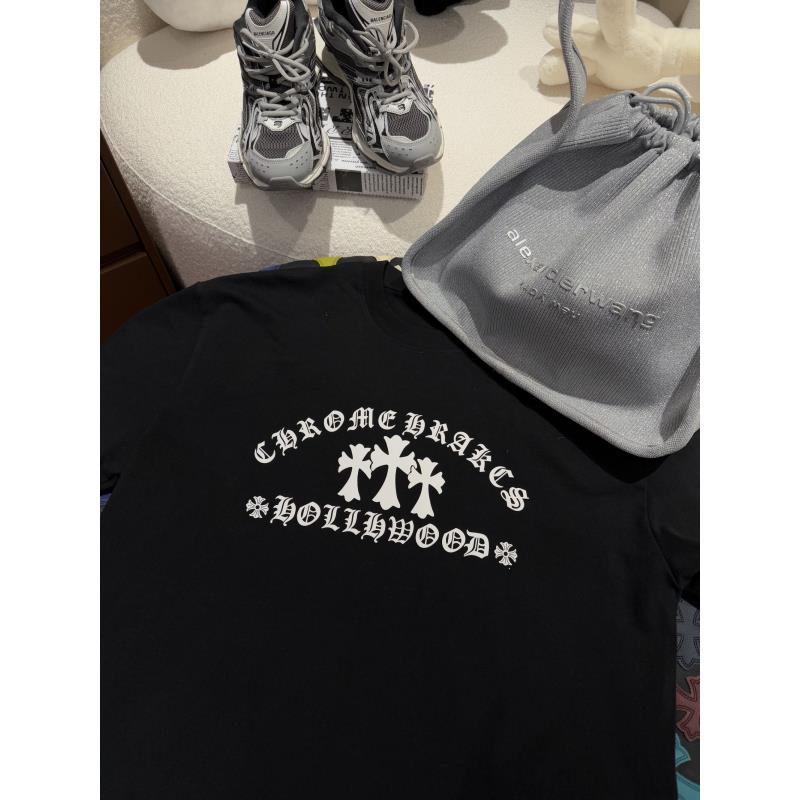 新款重磅纯棉黑色简约休闲百搭时尚宽松圆领字母印花T恤XY1258