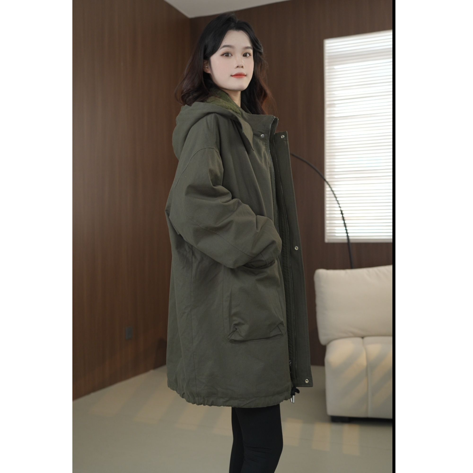 硕哥洗水棉工装糕糕毛内里毛绒外套风衣百搭款长袖冬款棉衣22376