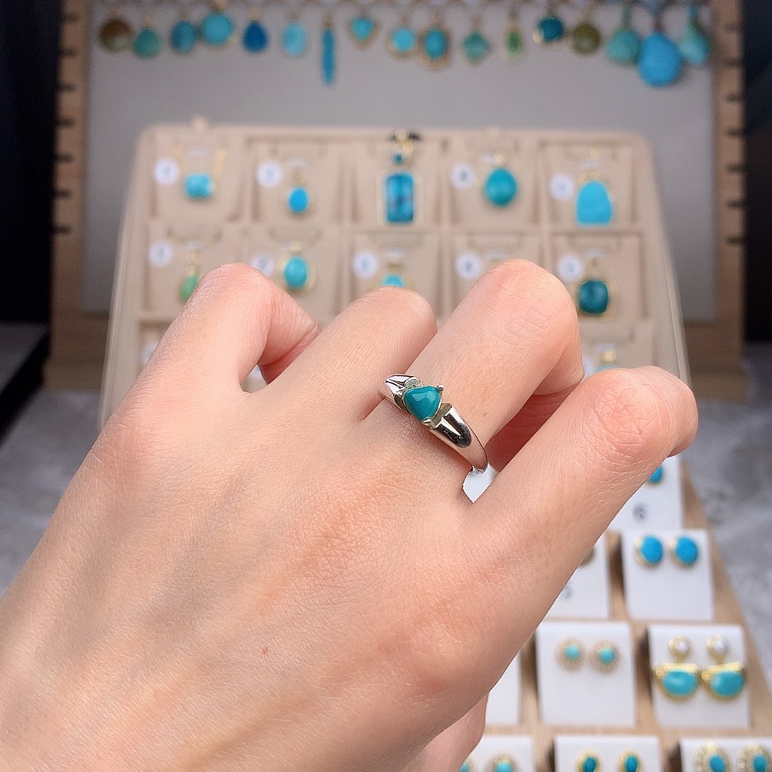 绿松石戒指银S925镶嵌