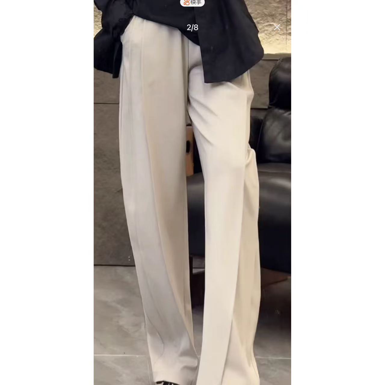 YL双侧立体分割线压褶香蕉裤（弹力腰头（裤长105cm））5071