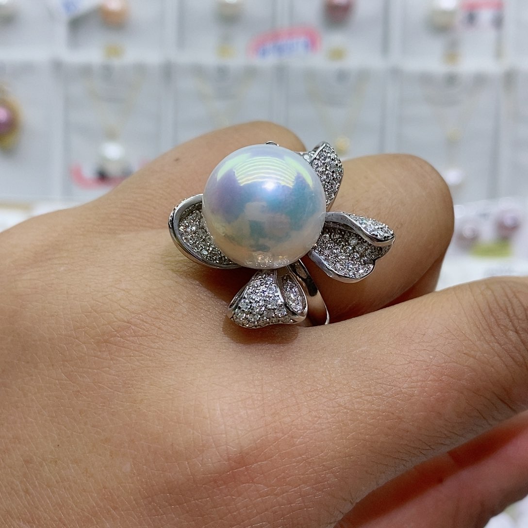 银S925镶嵌淡水珍珠耳饰