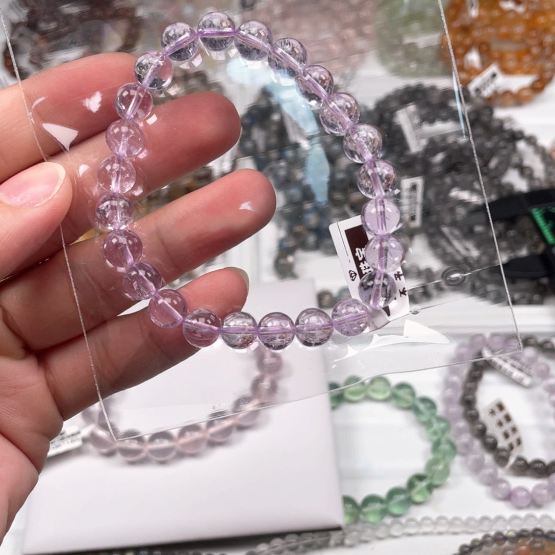 水晶手串未镶嵌蓝**净/8m薰衣草