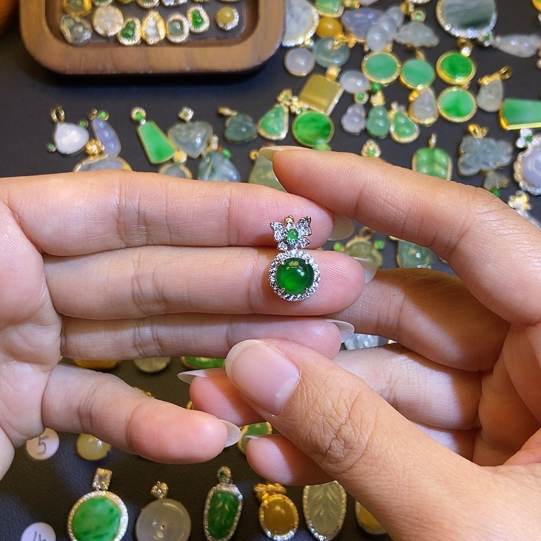 翡翠银S925镶嵌吊坠(不含链)