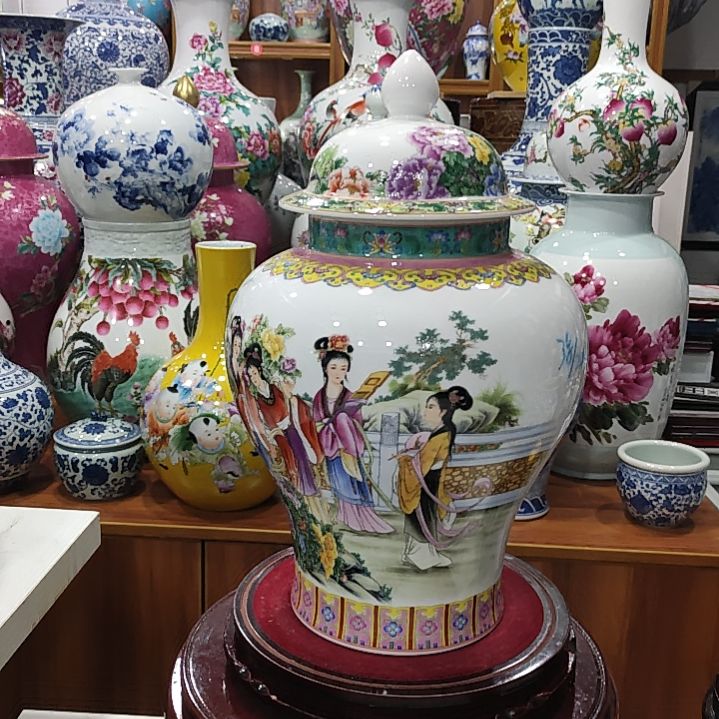 上***王瓷片景德镇陶瓷粉彩将军罐