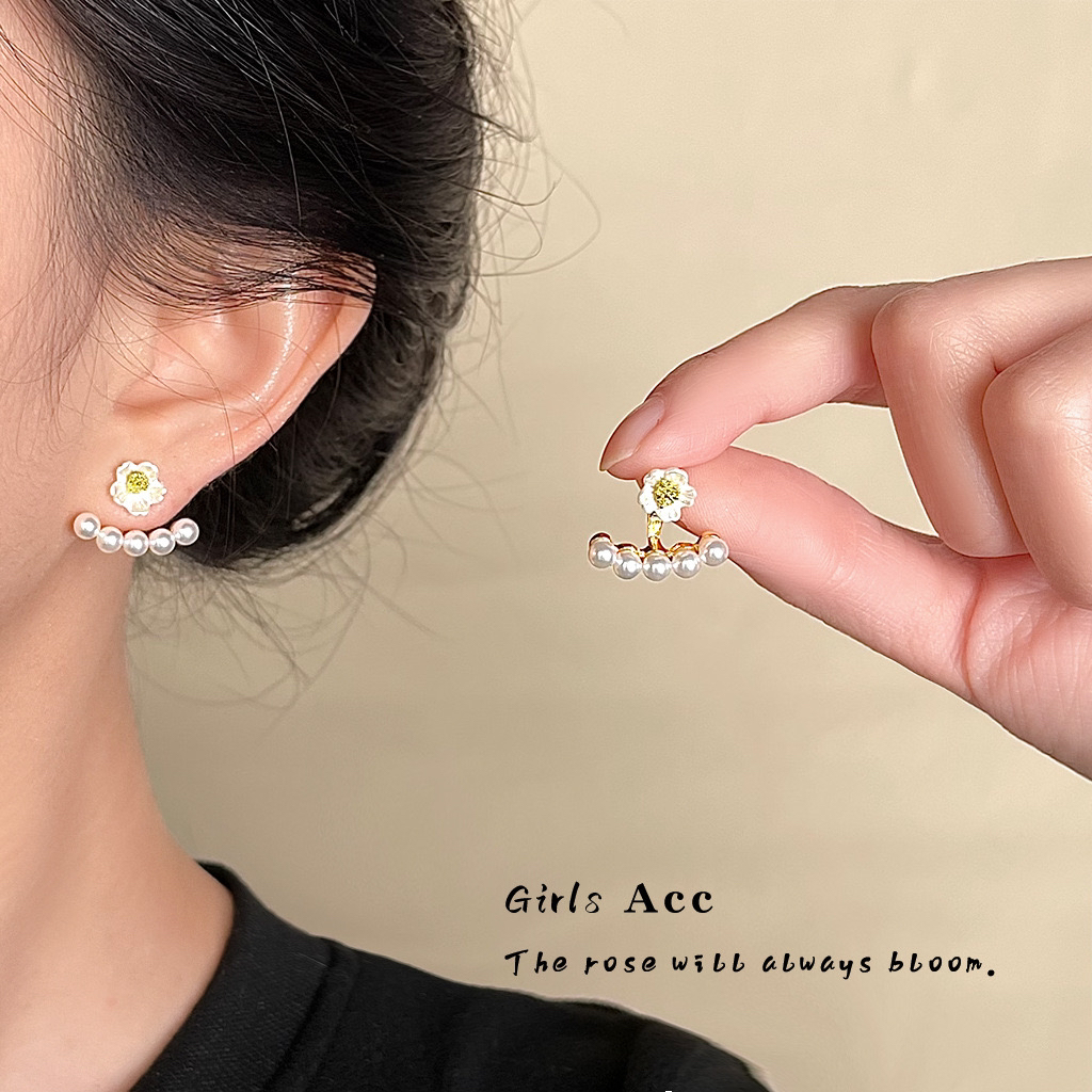 铜合金大理石耳饰 优雅女浅金色