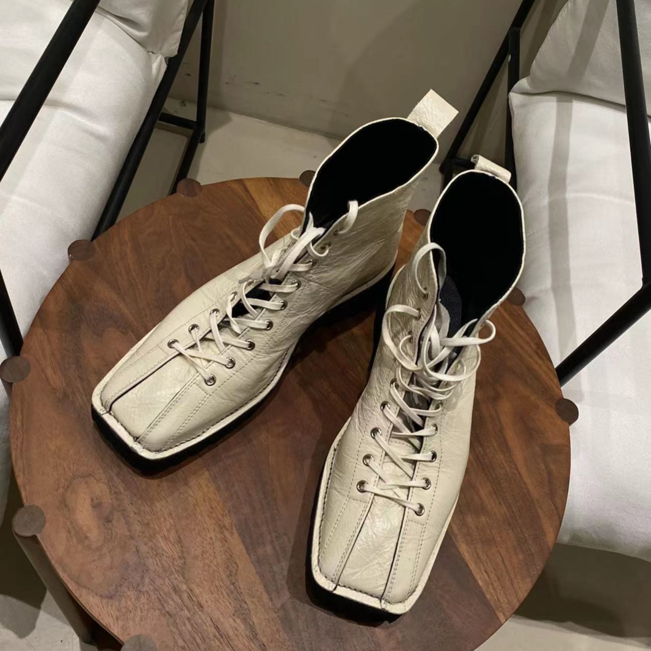 GOLDENBARRY|645002方头系带短靴